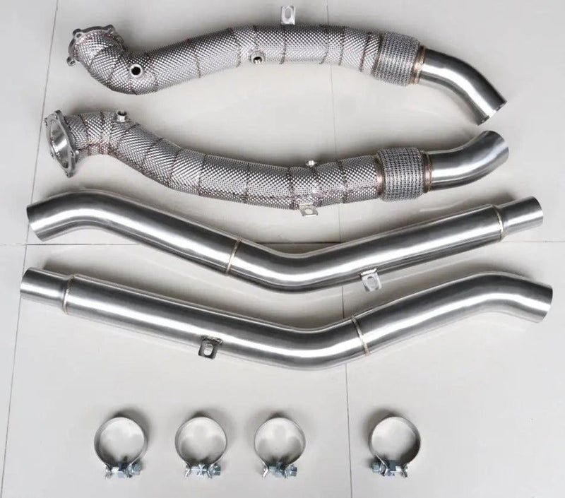 Audi 4.0t Straight Downpipe+midpipe and heat wrap freeshipping - Foreignpipes